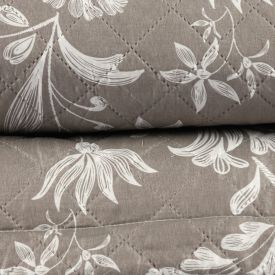 Kit Colcha King Versalhes Estampada Havan Casa 3 Peças - Floral Taupe