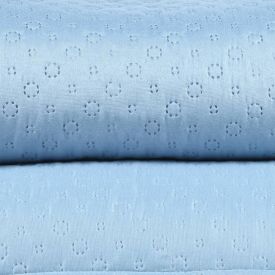 Kit Colcha King 100% Poliéster Lisa Rozac 3 Pçs - Azul Névoa