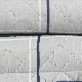 Kit Colcha Solteiro 150 Fios Havan Casa 2 Pçs - Henry Cinza Geo