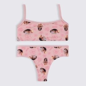 Conjunto Biquíni Infantil Moana 4 a 10 Anos Disney Coral