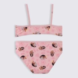 Conjunto Biquíni Infantil Moana 4 a 10 Anos Disney Coral