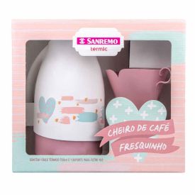 Conjunto De Bule Térmico Com Porta Filtro 102 Sanremo - Branco e Rosa
