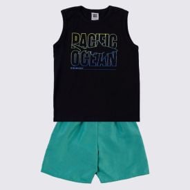 Conjunto Infantil Menino 4 a 10 Anos Hot Dog Preto/Azul Bic