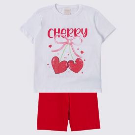 Conjunto Infantil Menina 4 A 10 Anos Marmelada Branco