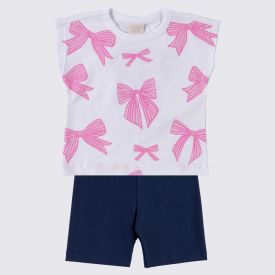 Conjunto Infantil Menina 1 a 3 Anos Yoyo Kids Branco