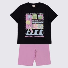 Conjunto Juvenil Menina 12 a 16 Anos Marmelada Preto/Rosa