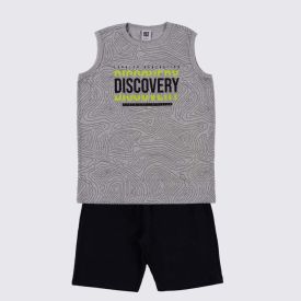 Conjunto Juvenil Menino 12 a 16 Anos Hot Dog Mescla/Preto