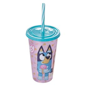 Copo com Canudo Bluey 500Ml Plasútil - Sortido
