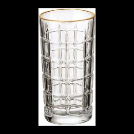 Copo Long De Vidro Com Filete Dourado Hauskraft - 380ml