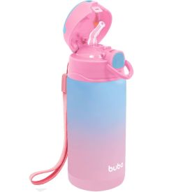 Copo Térmico Infantil Parede Dupla com Canudo 400 ml Buba - Rosa
