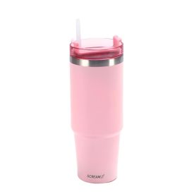 Copo Térmico Com Canudo Rosa Scream Havan Casa - 900Ml