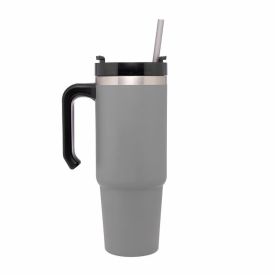 Copo Térmico Slim Com Canudo Wolff 890Ml - Cinza