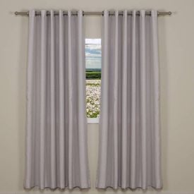 Cortina Chenille 4,00X2,30M Para Quarto E Sala - Branco Cinza