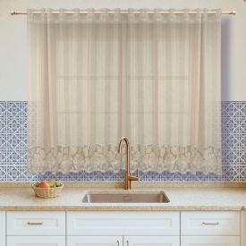 Cortina para Cozinha de Renda 2,00X1,50 m Havan Casa - Bege Costela De Adão