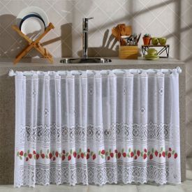 Cortina Valencia Para Cozinha Em Renda 200X80cm Havan - Moranguinho