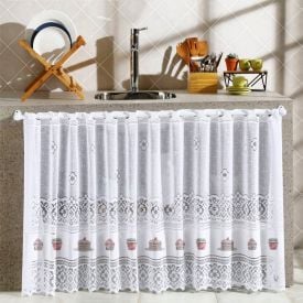 Cortina Valencia Para Cozinha Em Renda 200X80 Cm Havan Casa - Doce Rosa