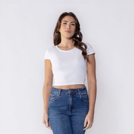 Cropped Feminino Canelado Em Poliamida Boby Blues