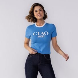 Cropped Feminino Ciao Amore Boby Blues Azul
