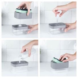 Dispenser Detergente Com Porta Esponja Trium 500Ml - Chumbo