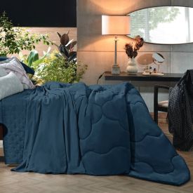 Edredom Casal 100% Poliéster Elegance Hedrons 1 Pç - Azul Oceano