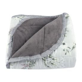 Edredom Casal Plush E Dupla Face Napoli Havan Casa - Floral Cinza