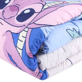 Edredom Casal Microfibra Disney Hedrons  - Stitch Tropical