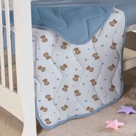 Edredom para Berço Malha 100% Algodão Havan Baby - Urso Azul