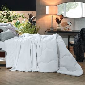 Edredom Queen 100% Poliéster Elegance Hedrons - Branco