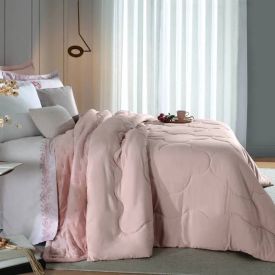 Edredom Queen 100% Poliéster Elegance Hedrons - Rosa tule