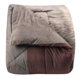 Edredom Queen Dupla Face Plush Versátile Havan Casa - Geométrico Marrom
