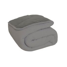 Edredom Queen Plush E Malha Liso Dupla Face Havan Casa - Taupe