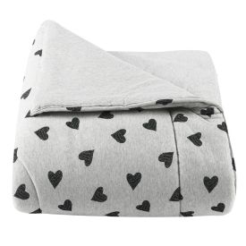 Edredom Solteiro De Malha Urban Confort Havan Casa - Corações Cinza