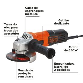 Esmerilhadeira Angular 4.1/2 650W G650 Black And Decker