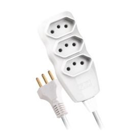 Extensão 3 Tomadas 2P+T 10A 5 Metros Branco Fc