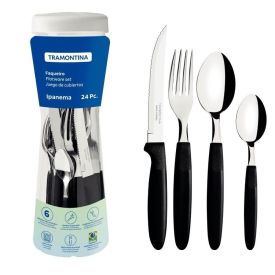 Faqueiro Tramontina Ipanema Lâminas Em Aço Inox 24 Peças - Preto