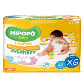 Fraldas Descartáveis Calça Shortinho Xg Confort Hipopó Baby - 48 unidades