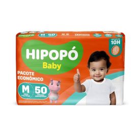 Fraldas Descartáveis Pacote Econômico M Hipopó Baby  - 50 unidades