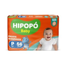 Fraldas Descartáveis Pacote Econômico P Hipopó Baby  - 56 unidades