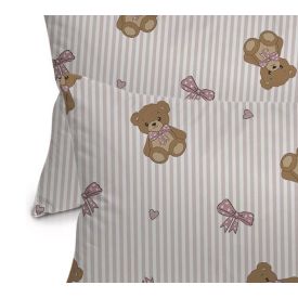 Fronha Avulsa Bebê 30X40cm Malha Yoyo Baby - URSO ROSA