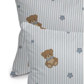 Fronha Avulsa Bebê 30X40cm Malha Yoyo Baby - URSO AZUL