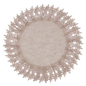 Fundo de Prato Redondo Renda Guipir Havan Casa - Veneza Naturale