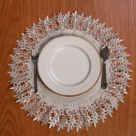 Fundo de Prato Redondo Renda Guipir Havan Casa - Veneza Naturale