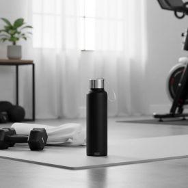 Garrafa Squeeze Inox com Alça Top Wellmix 750Ml - Preto