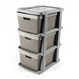 Gaveteiro De Chão Juta 3 Gavetas Jaguar 15 Litros - Cinza