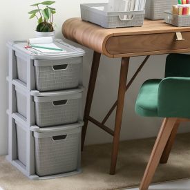 Gaveteiro De Chão Juta 3 Gavetas Jaguar - Cinza