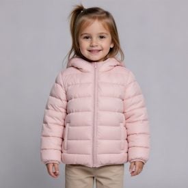 Jaqueta Infantil Aspen Menina 1 a 3 Anos Com Capuz Yoyo Kids Rosa