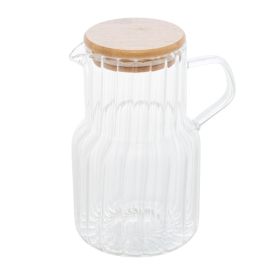 Jarra De Vidro Com Tampa De Bambu Classic Lyor 1 Litro - Transparente