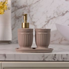 Jogo de Banheiro Cerâmica Greece 3 Peças Lyor - BEGE