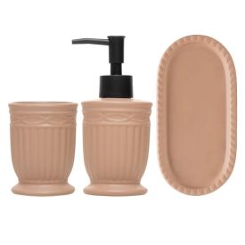 Jogo de Banheiro Cerâmica Greece 3 Peças Lyor - TERRACOTA