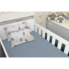 Jogo de Cama Bebê 100% Algodão Havan Baby 3 pçs - URSO AZUL